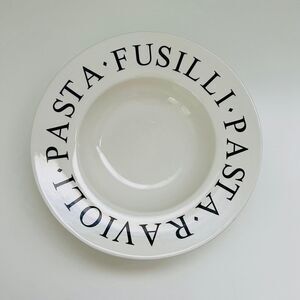 OVER AND BACK Stoneware FUSILLI, PASTA, & RAVIOLI Text Around Rim Pasta Bowl